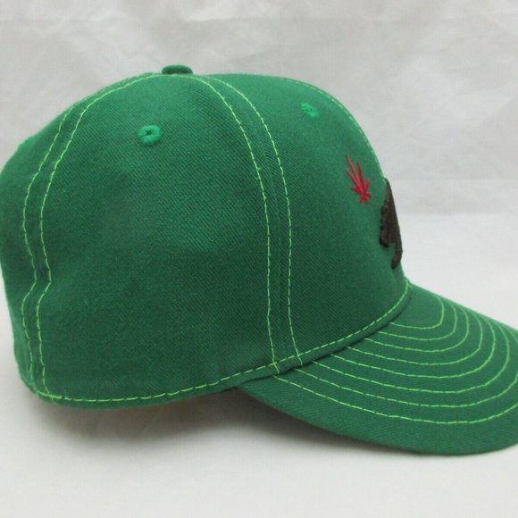 Vintage Grassroots California Bear and Red Leaf Hat Size 7 1/8 Green - Picture 3 of 10